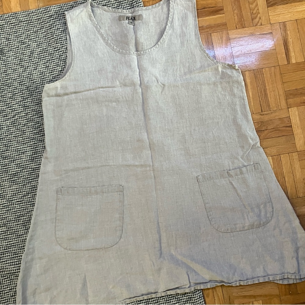 FLAX Sleeveless Linen Tunic in Light Gray